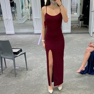 David’s Bridal Formal Red Dress with side slit